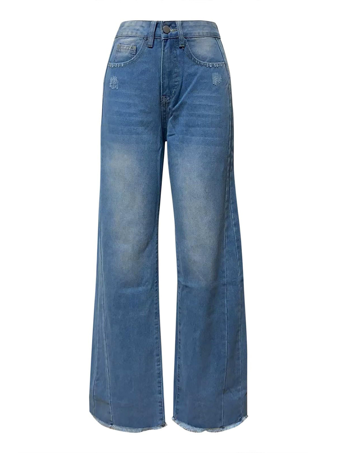 Seven Raw Hem Wide Leg Jeans - High Waisted Streetwear Denim