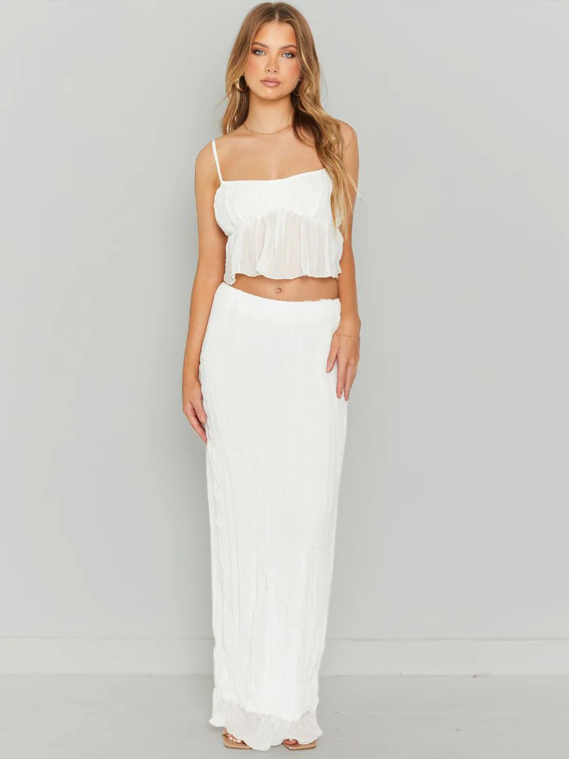 Studio Seven Square Neck Ruched Skirt Set - Two-Piece Evening Wear