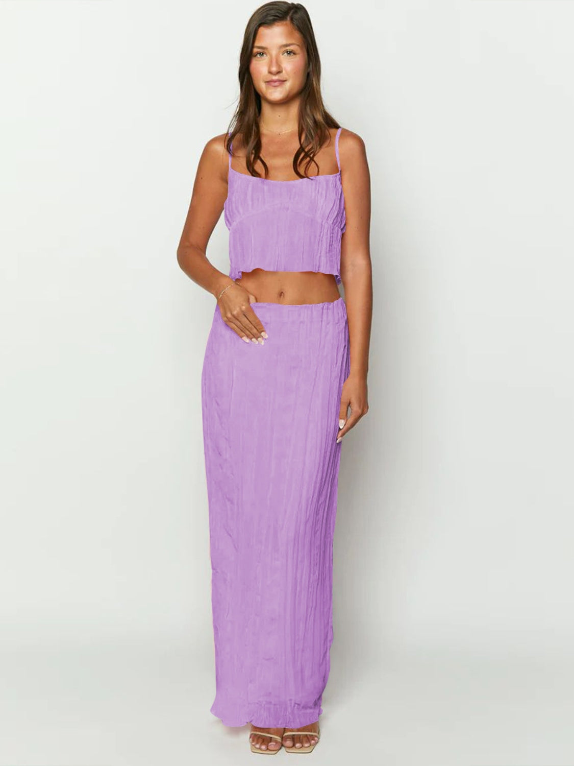 Studio Seven Square Neck Ruched Skirt Set - Two-Piece Evening Wear