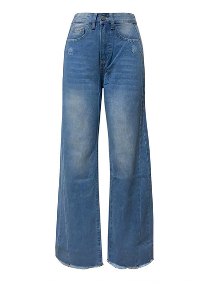 Seven Raw Hem Wide Leg Jeans - High Waisted Streetwear Denim